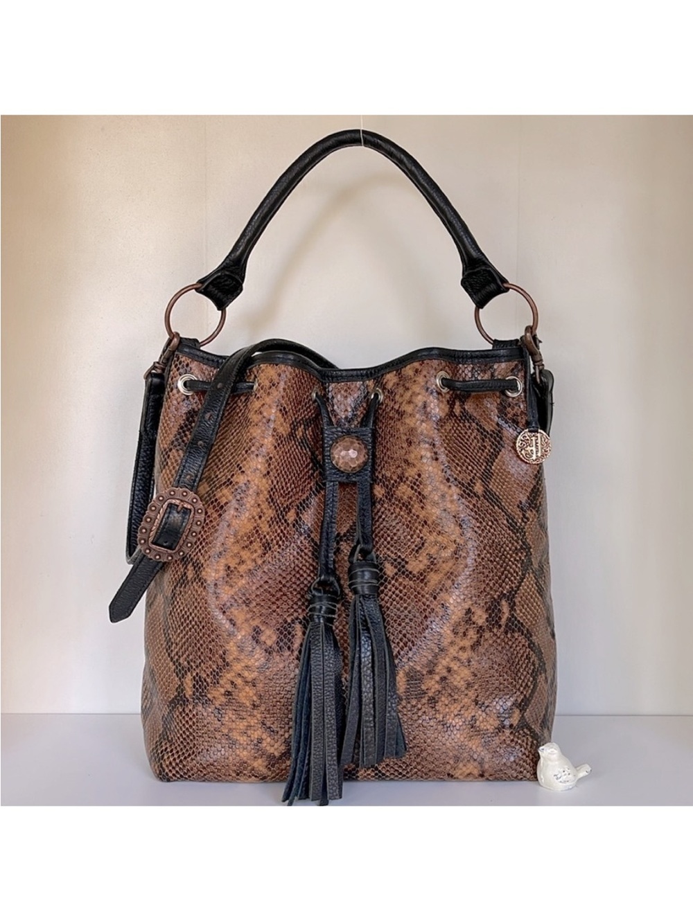 Double J Saddlery Copperhead Snake Print Drawstring Pouch Purse